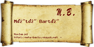 Máté Bartó névjegykártya